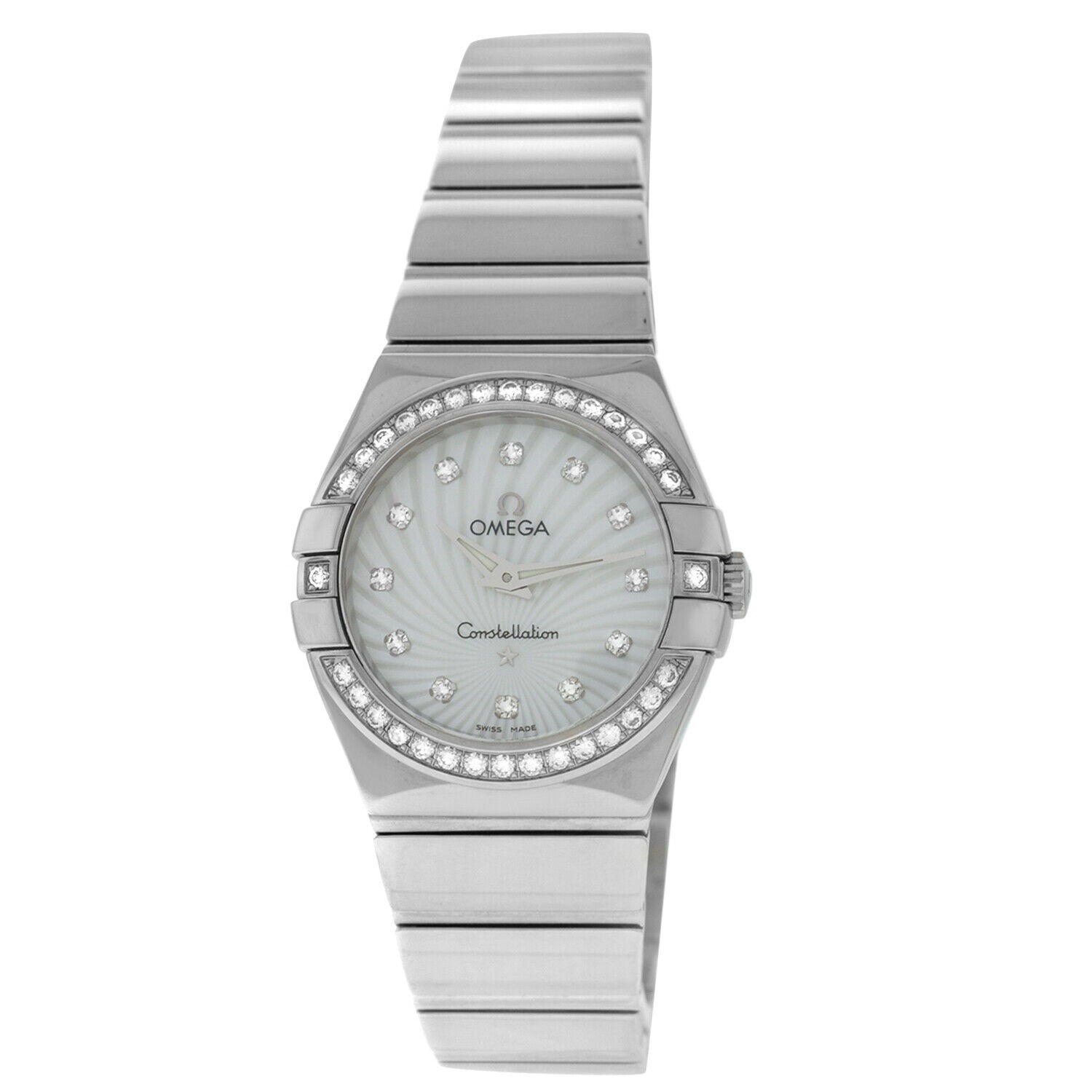 Omega Constellation 123.15.27.60.55.004 Diamond Sunburst MOP 27mm Quartz Watch-