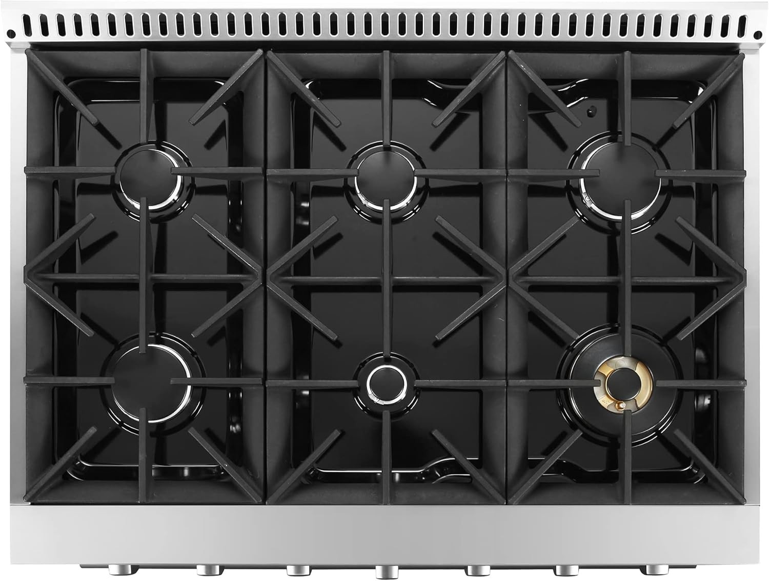 COSMO GRP366 36 in. Vista Collection 4.5 cu. ft. Gas Range, 6 Burners, Convection Oven, LED Light Panel in Modern Stainless Steel