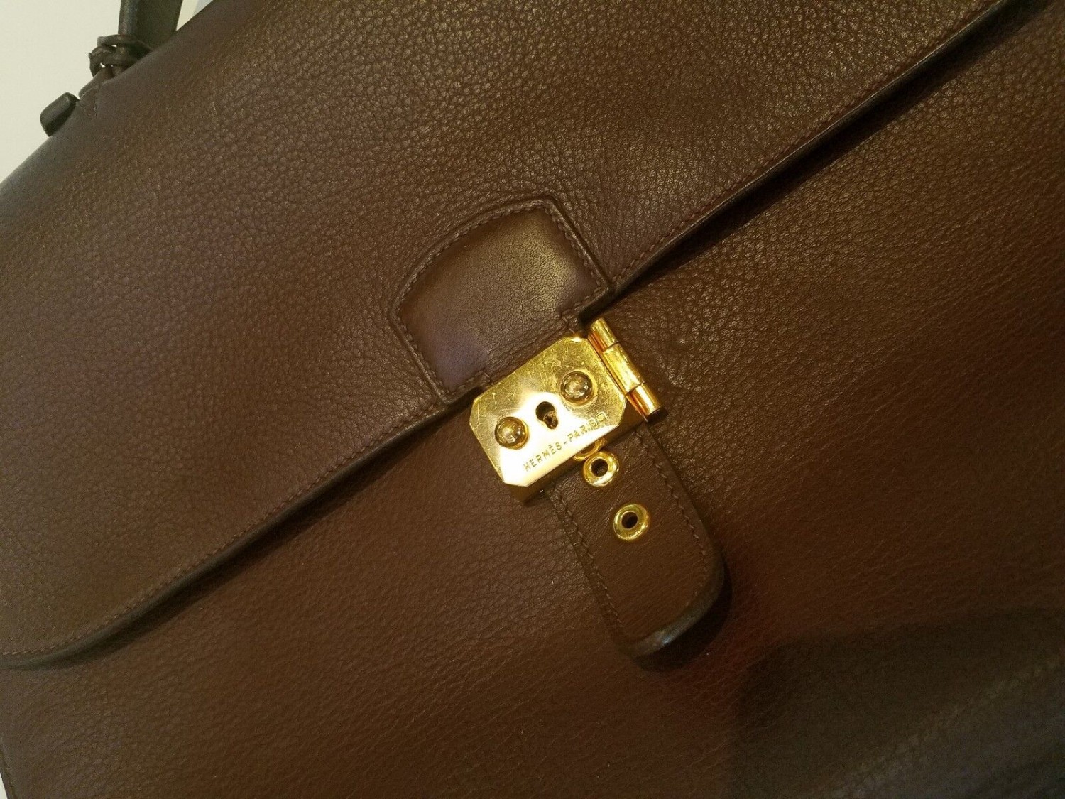 Authentic Hermes SAC is a popular leather handbag briefcase-brown-