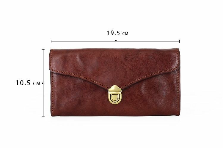 Leather Long Men Handbag Hasp Closure High Quality Vintage Travel Purse Wallet
