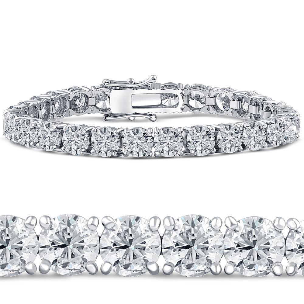 26.94 Carat TW Round Diamond 7-inch Tennis Bracelet 14k Platinum Laboratory Growth (GH/S2-I1)-