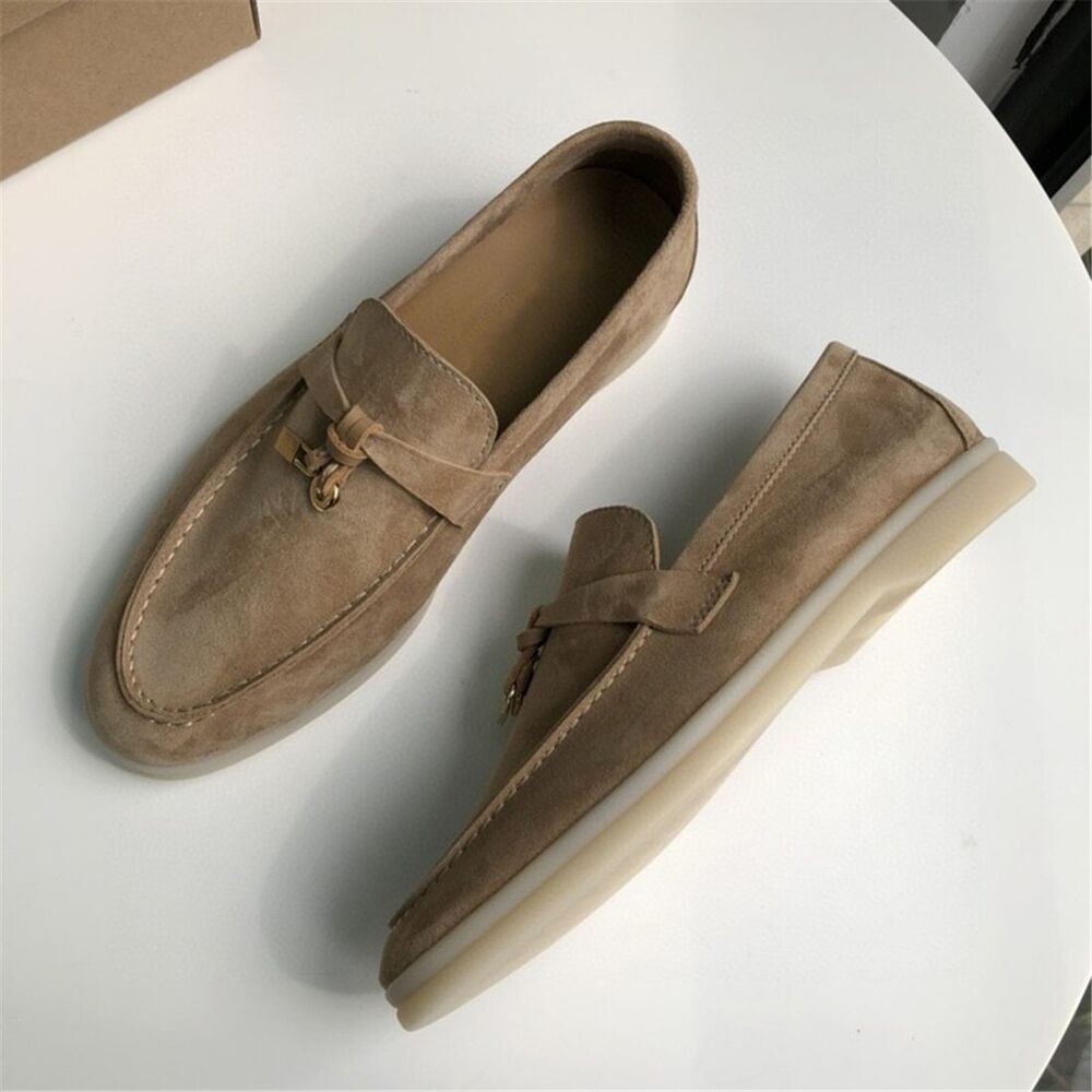 2022 New Women Flat Shoes Khaki Suede Loafers Moccasin Mules Driving Shoes