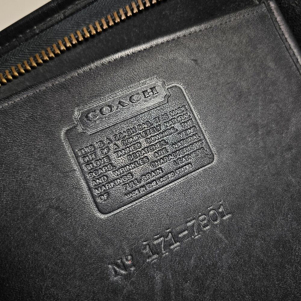 VINTAGE MADE IN USA Coach Black Glove Leather Zip Document Portfolio Laptop Case