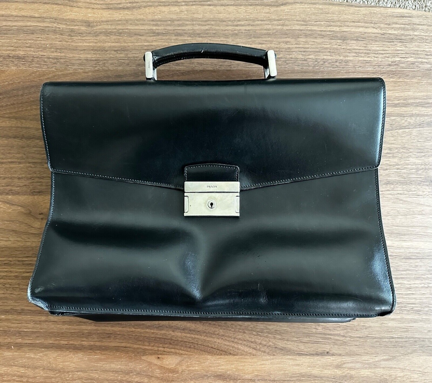 Men's PRADA Leather Black Briefcase Bag