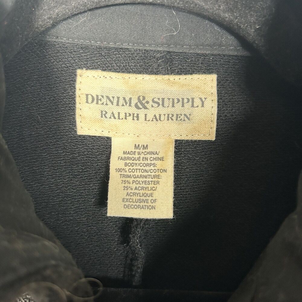 Denim Supply Ralph Lauren Band Jacket Military Officer Black Fur Coat Sz M