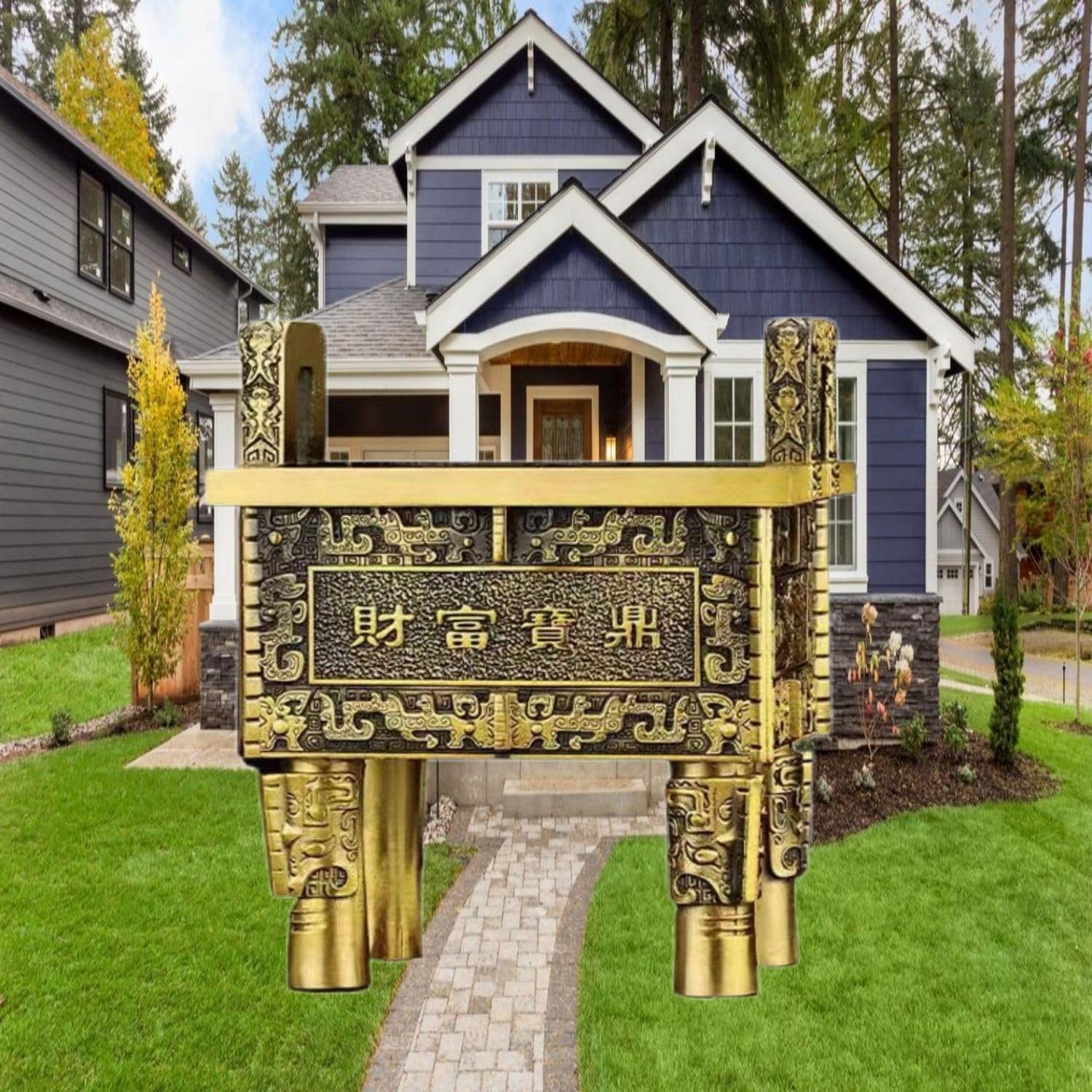 Wealth Feng Shui Treasure Ding Statue Chinese Traditional Ornament Incense Burner Home Decor