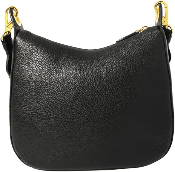 Prada Black Vitello Phenix Leather Mesh Stripe Shoulder Strap Crossbody Bag 1BC166, Black