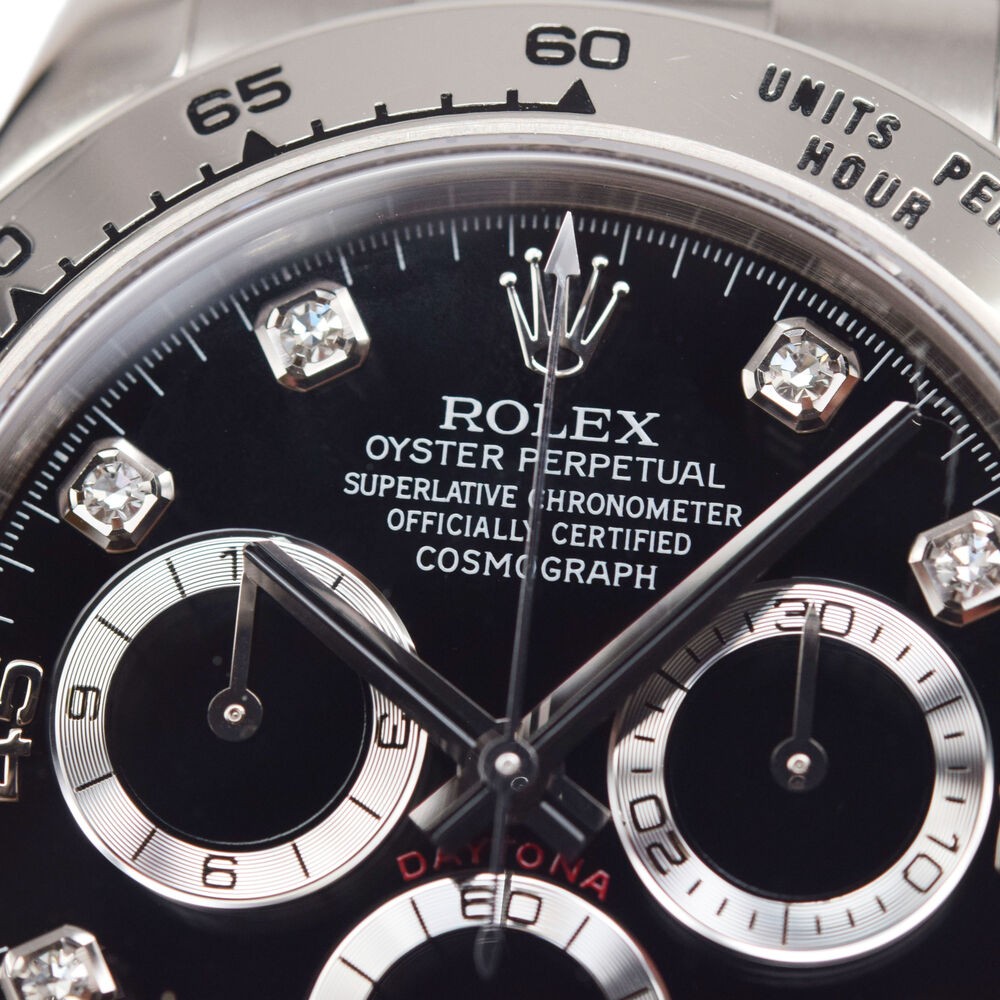Rolex Cosmograph Daytona 116519G 18K White Gold Black Diamond Dial Men's Watch