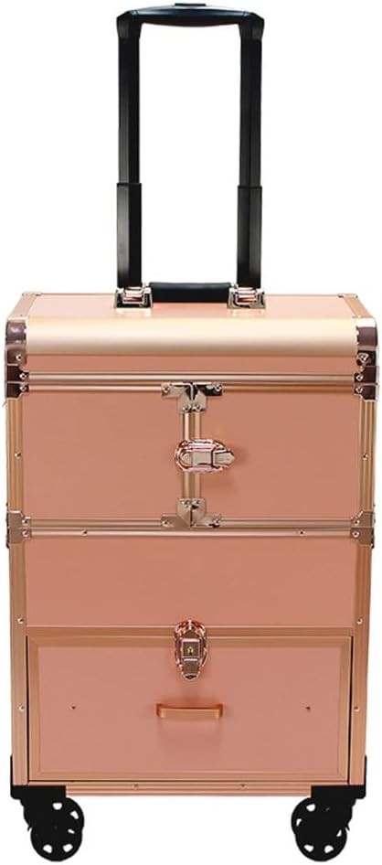 Trolley Cosmetic Bag Beauty Luggage With Wheels Makeup Nail Box Professional Beauty Trolley Case Rose Gold Suitcase