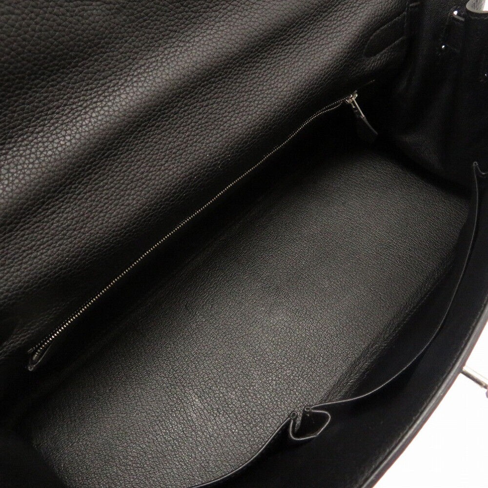 Authentic HERMES Shoulder Bag Kelly Tassel Handbag Black Taurillon Clemence 0033-