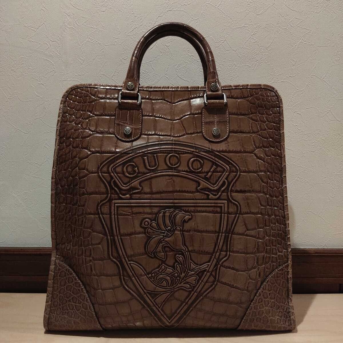 GUCCI crocodile leather large handbag-