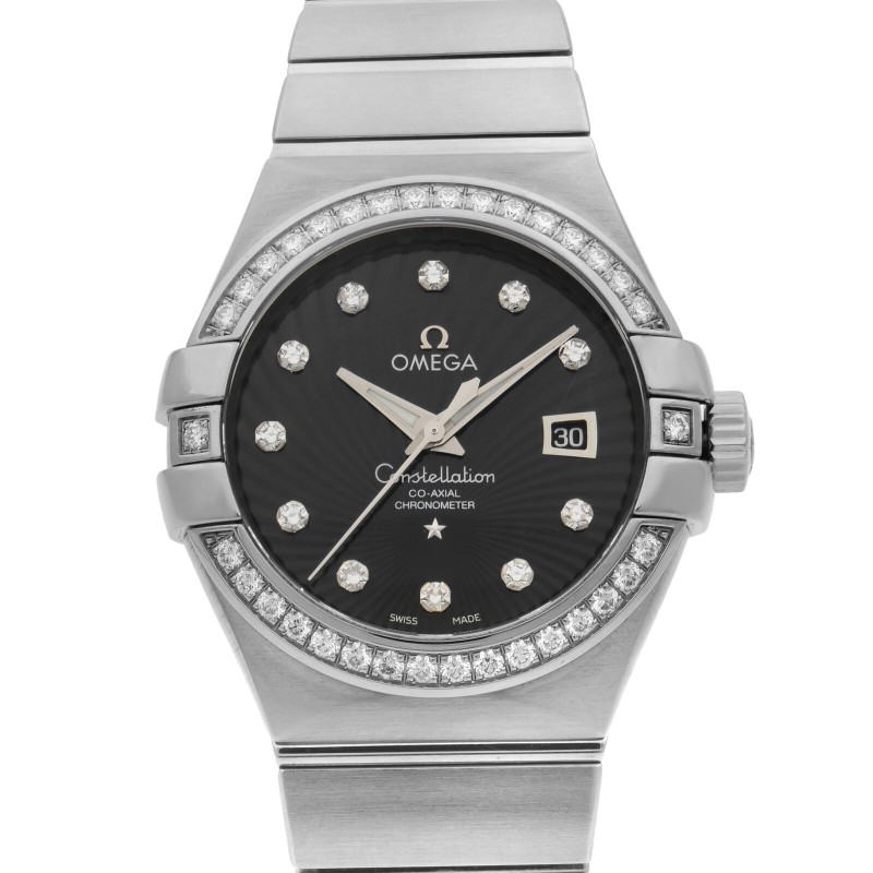 Omega Constellation 18K White Gold Black Dial Ladies Watch 123.55.31.20.51.001