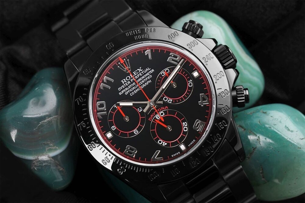 Rolex Cosmograph Daytona Black/Red Racing Dial PVD/DLC Coated Watch 116523