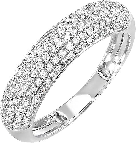 Dazzlingrock Collection 0.50 Cttw 10k Solid Gold Round Diamond Womens Anniversary Wedding Band