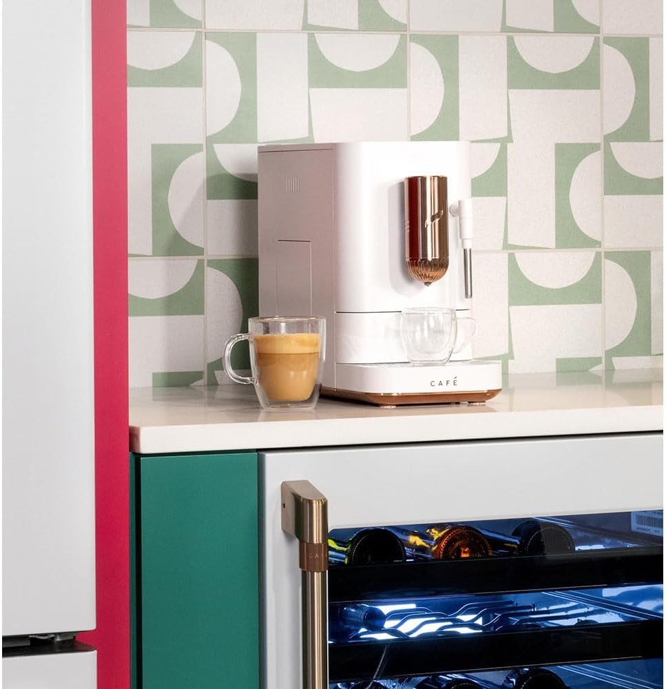 Cafe Affetto Automatic Espresso Machine & Milk Frother with Built In & Adjustable Espresso Bean Grinder, One-Touch Brew in 90 Seconds, Wifi & Smart Connected, Removable 1.2L Water Tank, Matte White